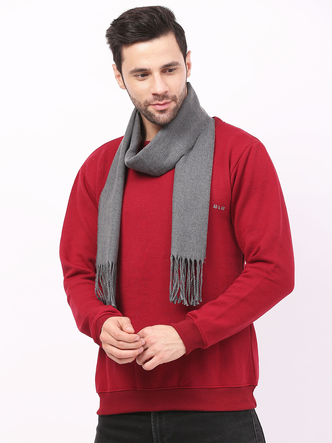 

Calvadoss Men Tasselled Stole, Grey
