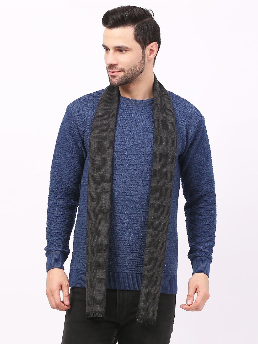 

Calvadoss Men Checked Stole, Grey