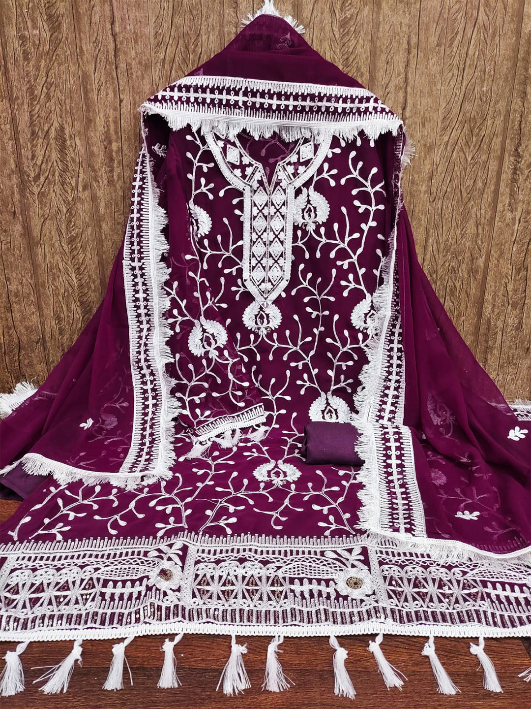 

ZEEPKART Embroidered Unstitched Dress Material, Purple