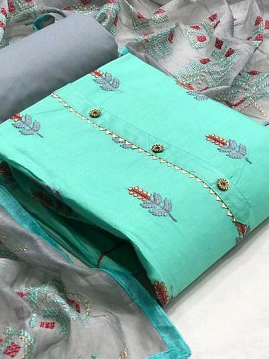 

ZEEPKART Embroidered Unstitched Dress Material, Blue