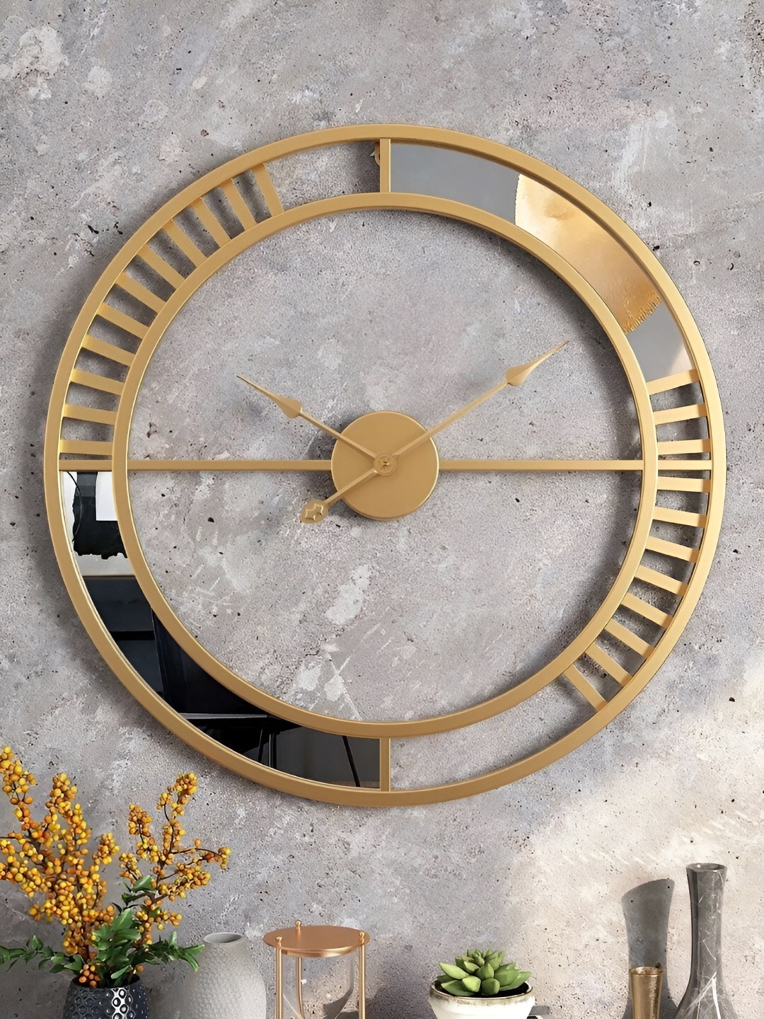 

Writings On The Wall Gold Toned Contemporary Wall Clock