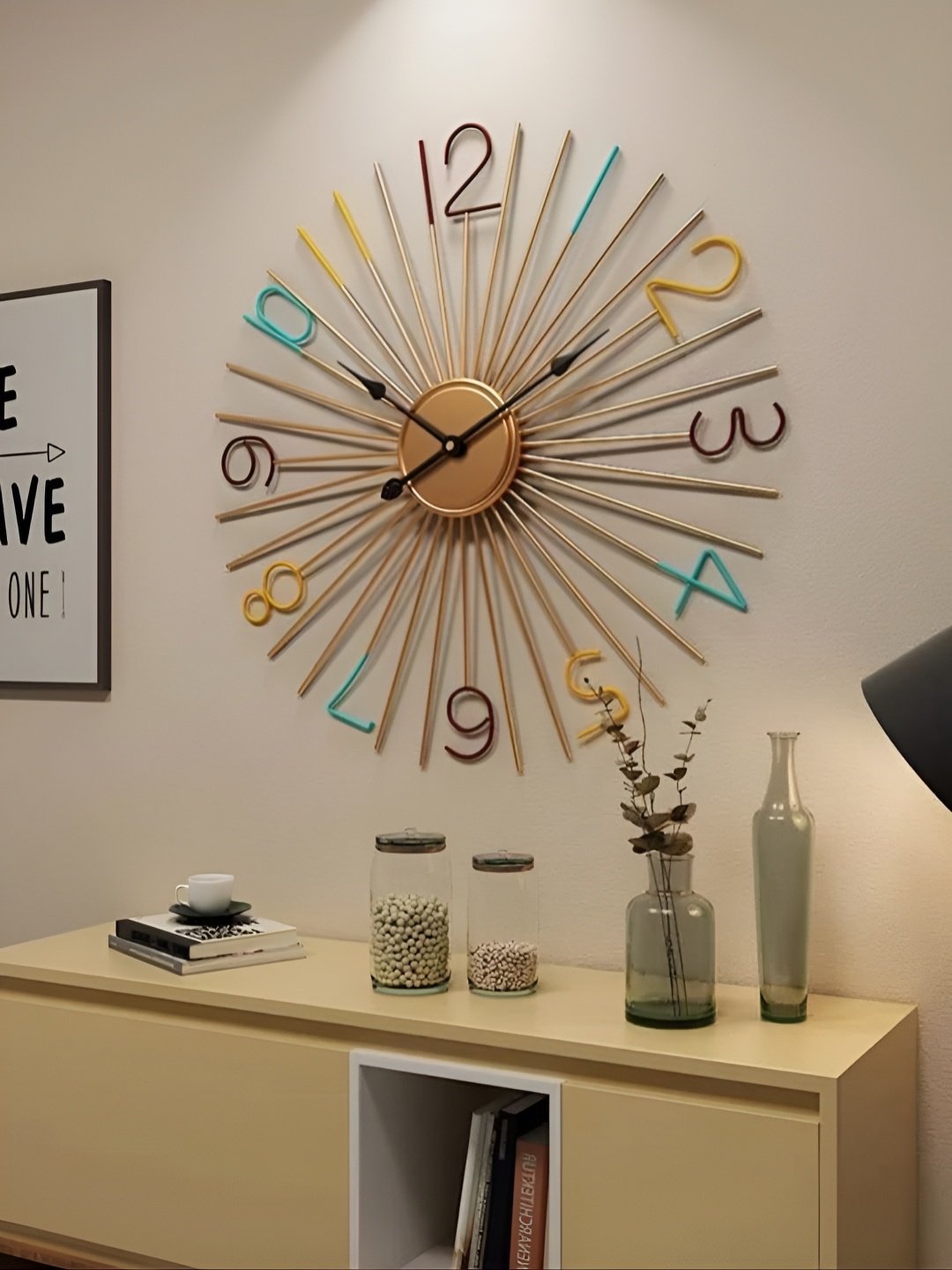 

Writings On The Wall Gold Toned Colourblocked Contemporary Wall Clock