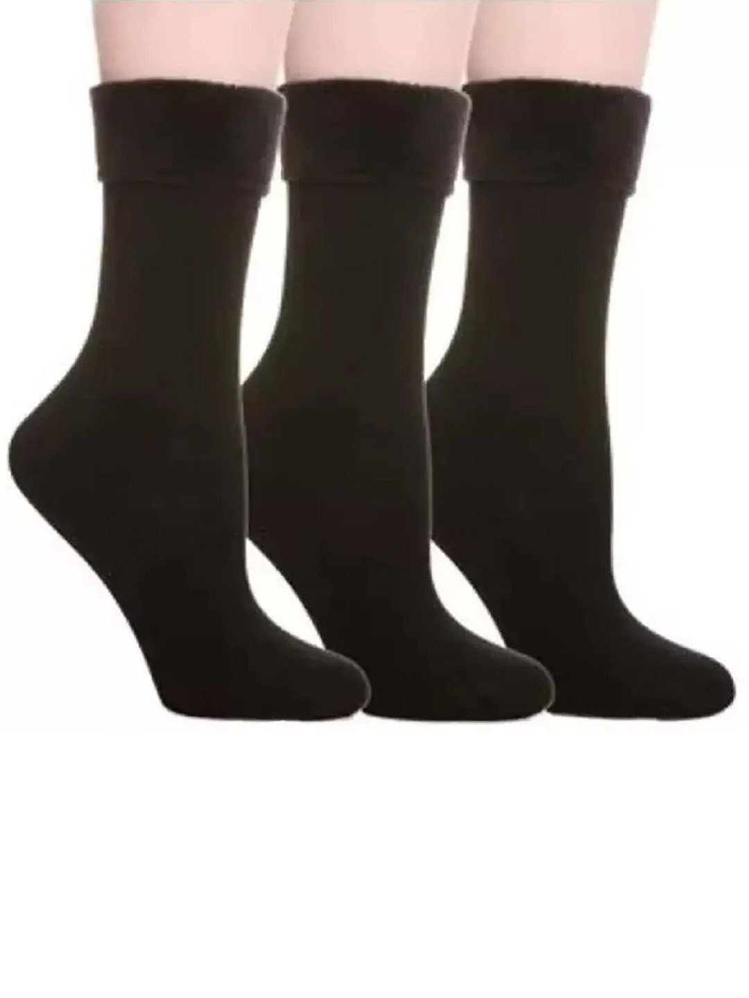 

BAESD Pack of 3 Thermal Thumb Heavy Duty Warm Ankle Length Socks, Black