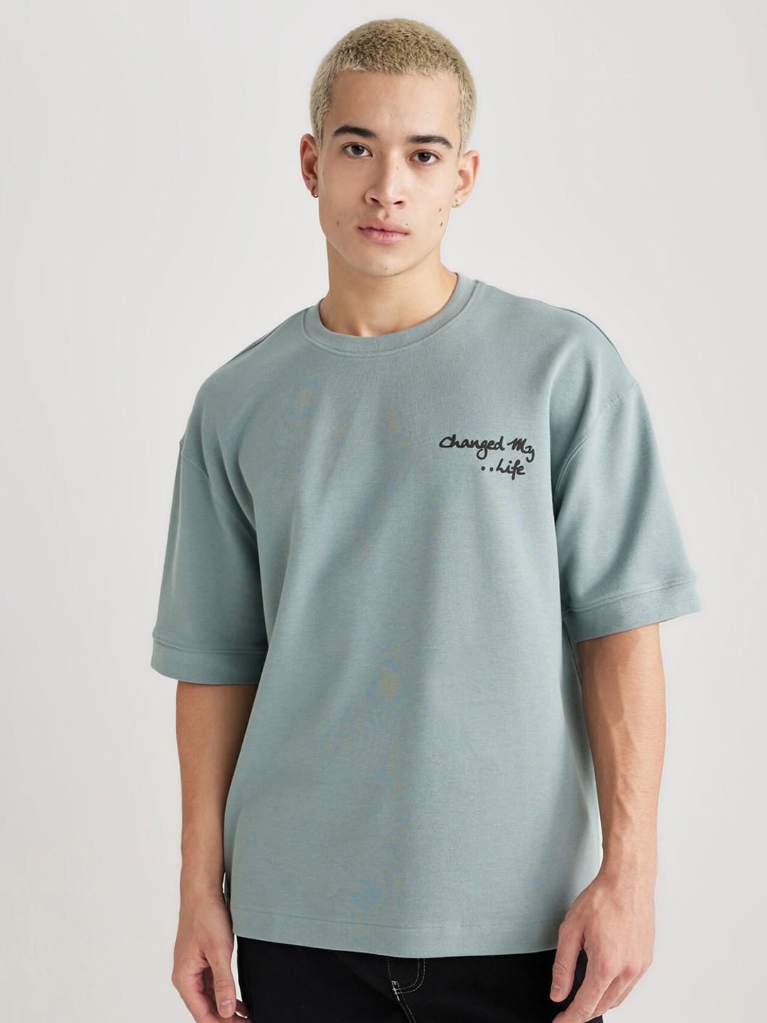 

DeFacto Round Neck Typography Applique T-shirt, Na