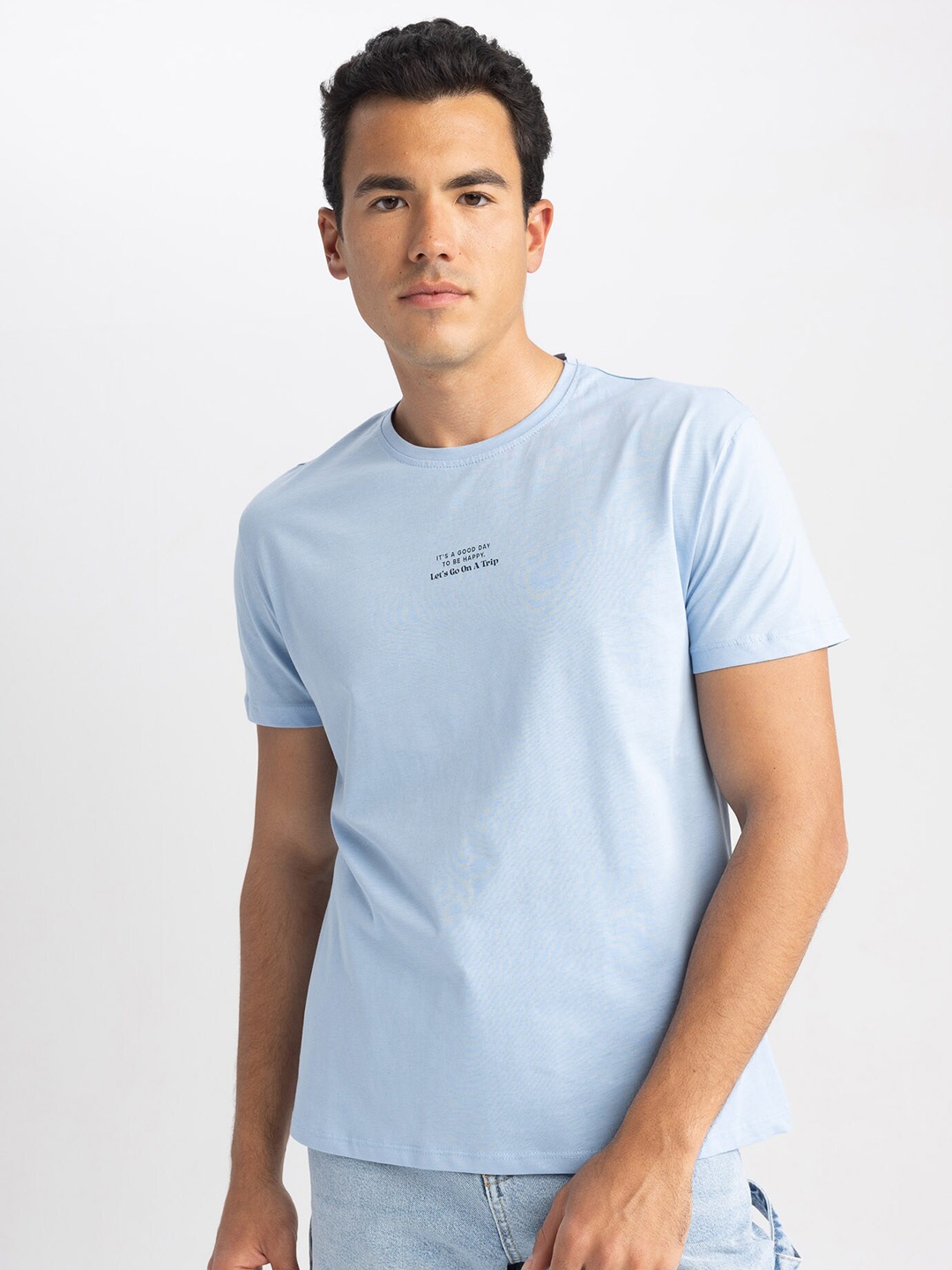 

DeFacto Typography Printed Short Sleeves T-Shirt, Blue