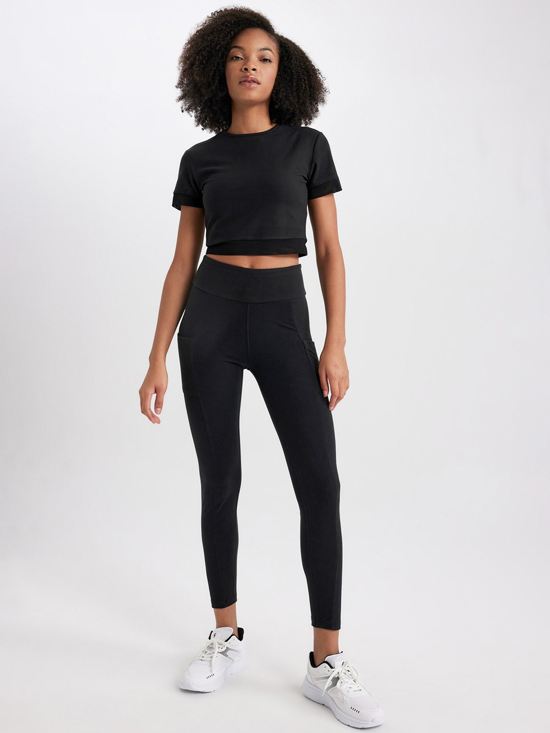

DeFacto Women Slim-Fit Ankle-Length Gym Tights, Black