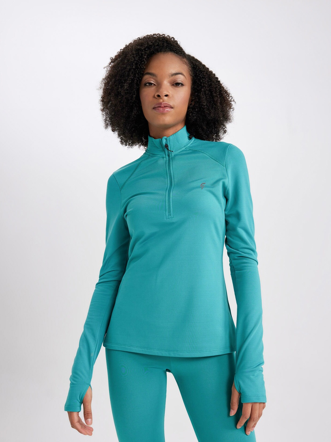 

DeFacto Polo Collar Long Sleeves Opaque Sports T-shirt, Sea green