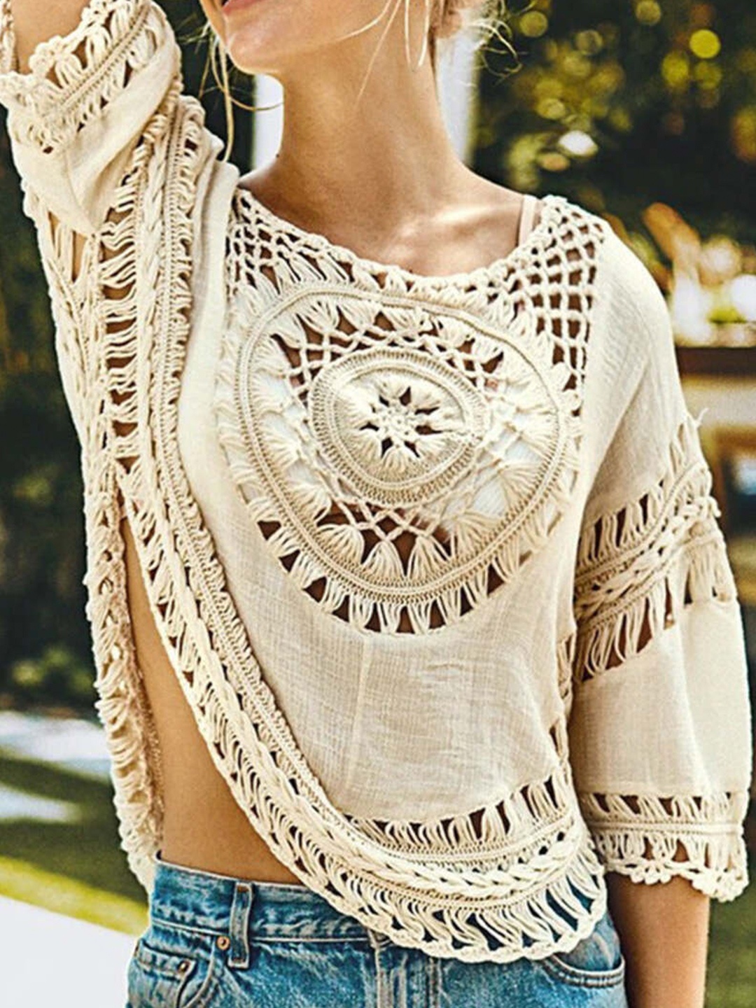 

DressBerry Self Design Round Neck Cotton Top, White
