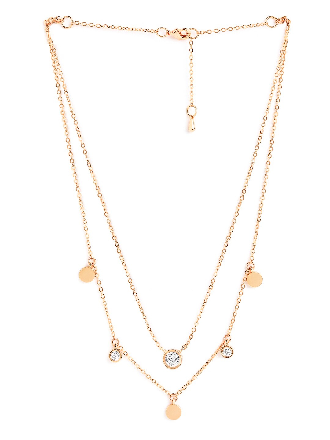 

MINUTIAE Rose Gold-Plated Artificial Stones-Studded Brass Layered Necklace