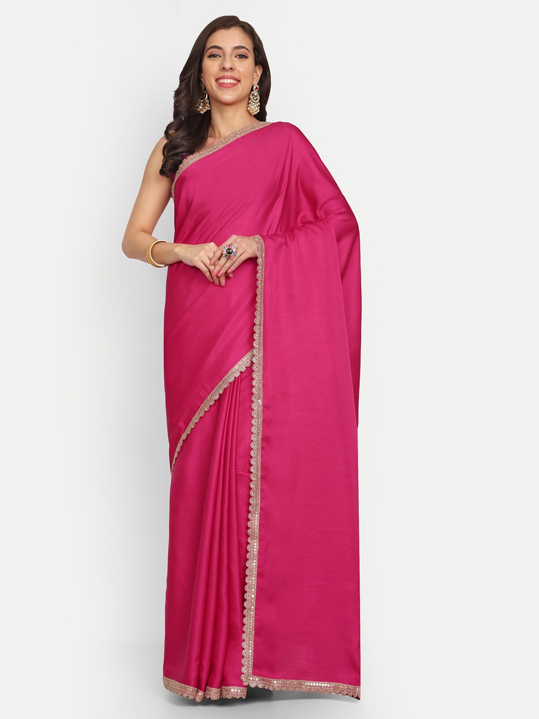 

LTS Label Tripti Saxena Gotta Patti Embellished Georgette Saree, Magenta