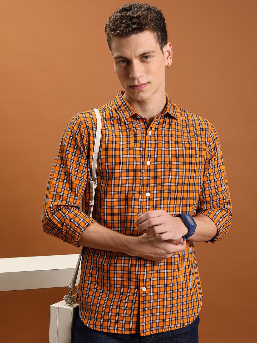 

Highlander Men Slim Fit Casual Shirt, Rust