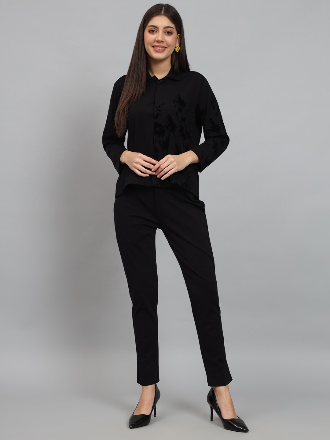 

NEWD Printed Shirt With Trousers, Black