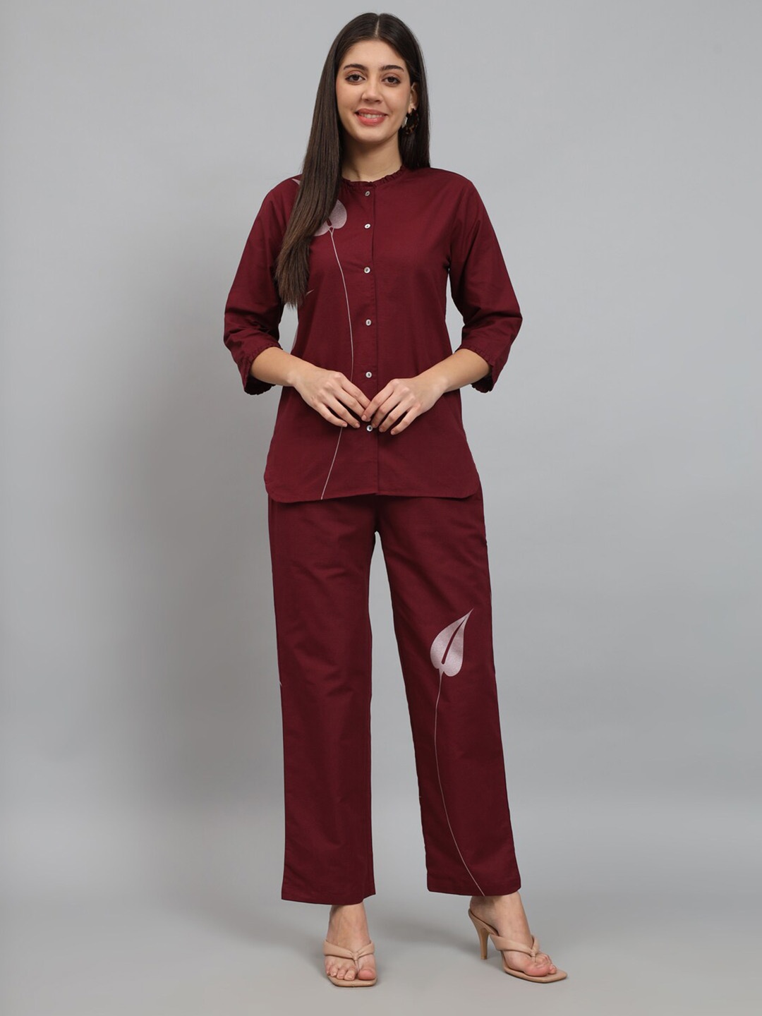 

NEWD Printed Tunic With Trousers, Maroon
