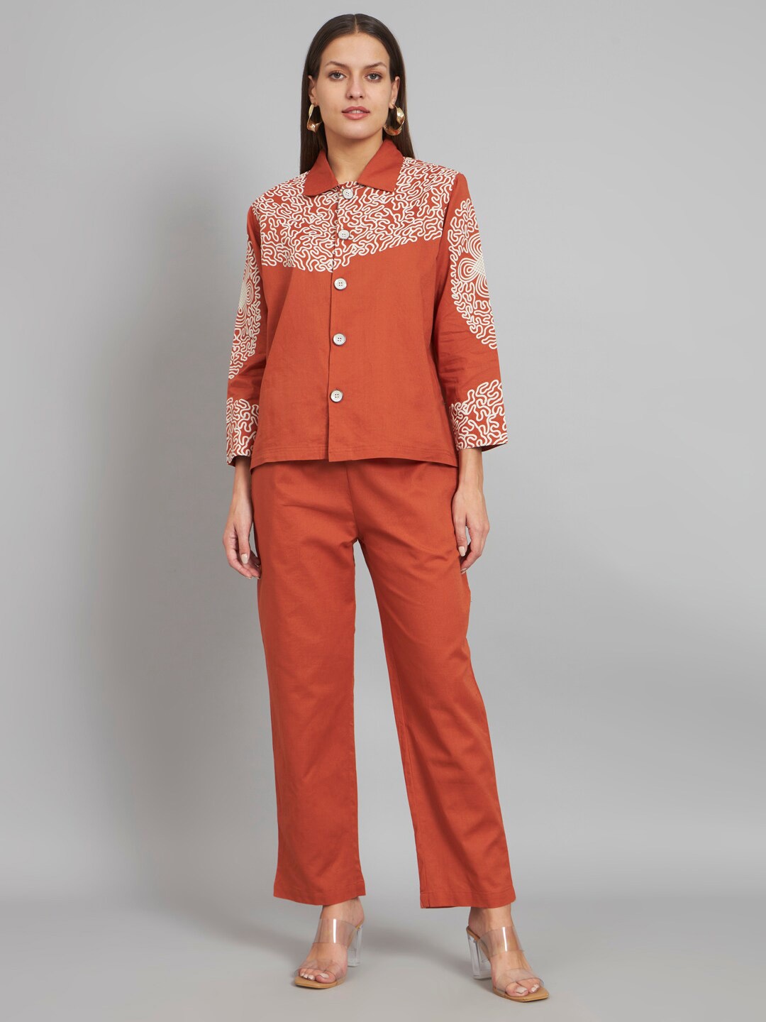

NEWD Printed Shirt With Trousers, Orange