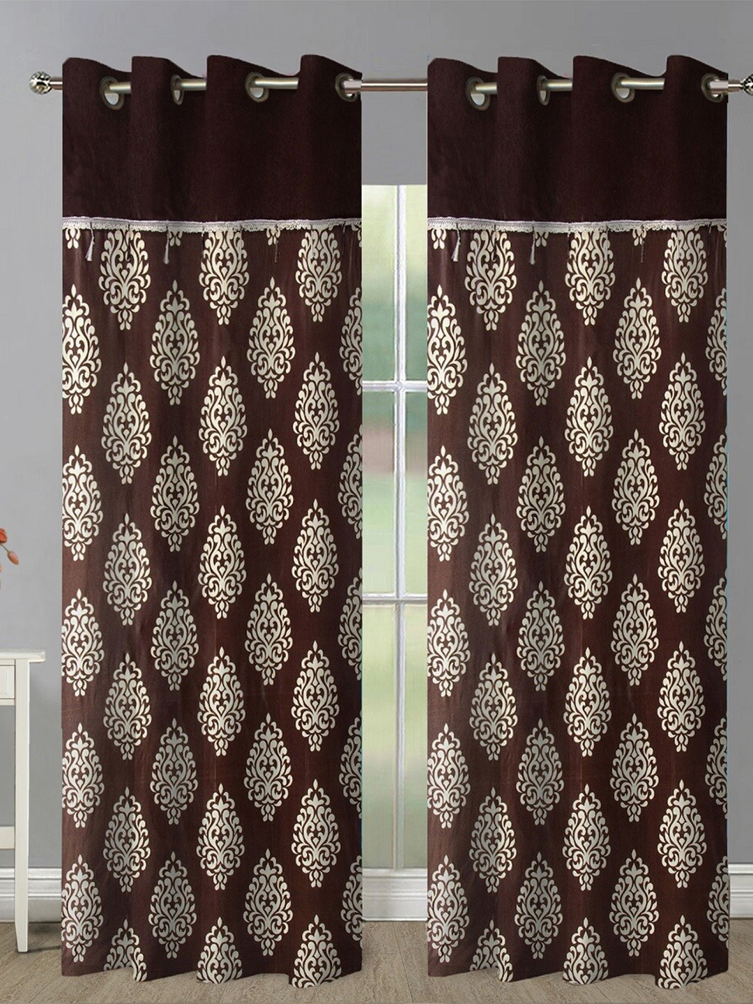 

Aura Brown & White 2 Pieces Ethnic Motifs Door Curtain