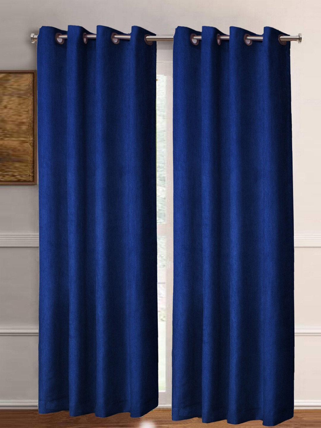 

Aura Navy Blue 2Pcs Room Darkening Door Curtain