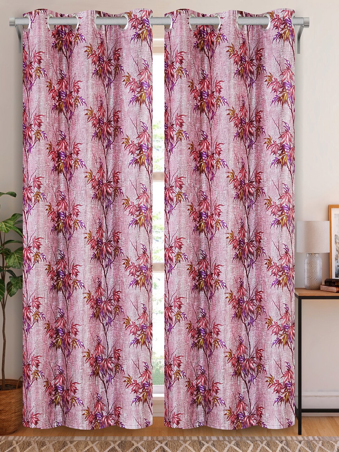 

Aura Maroon & Purple 2 Pieces Floral Printed Door Curtain