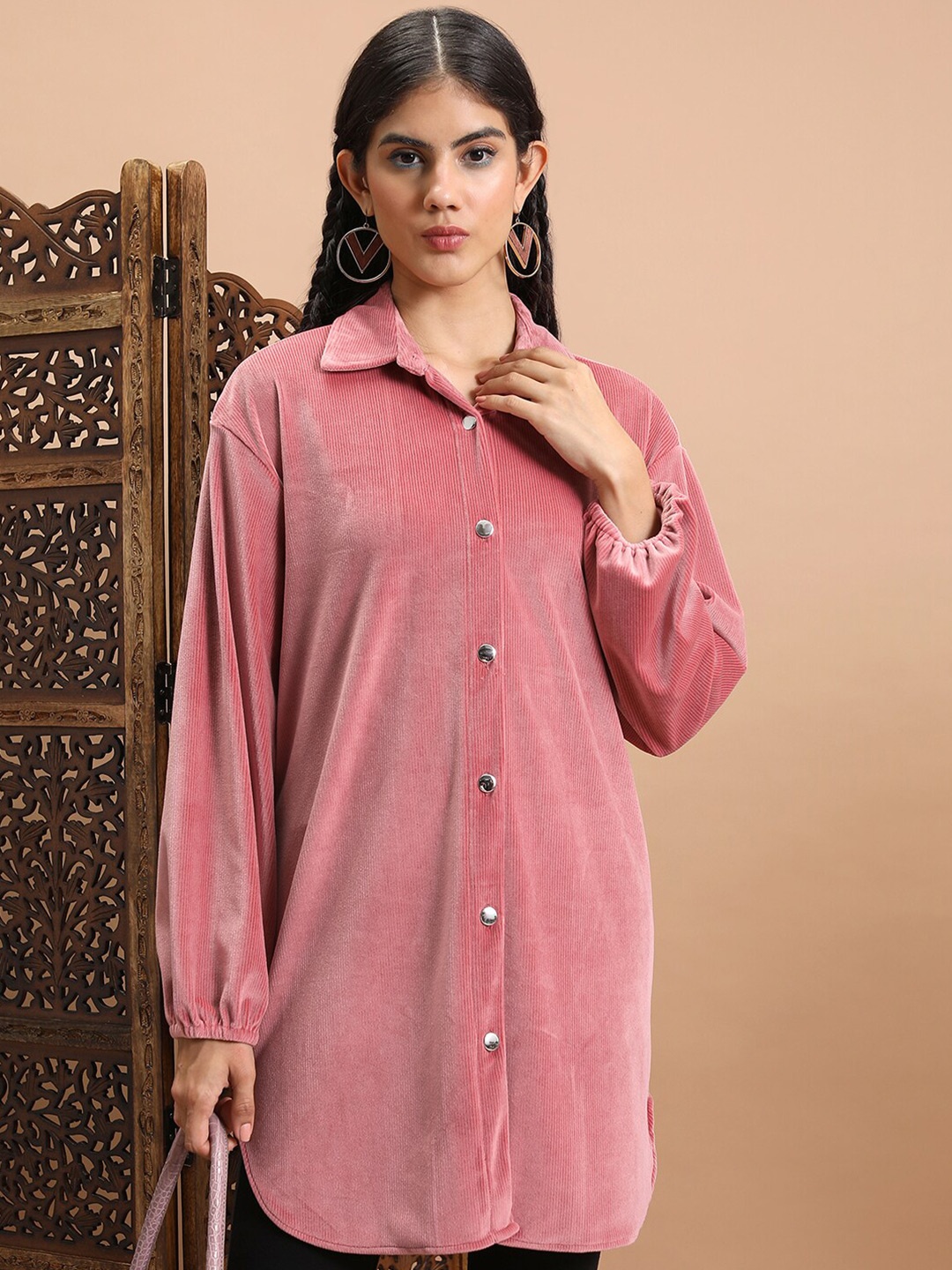 

Vishudh Shirt Collar Tunic, Rose