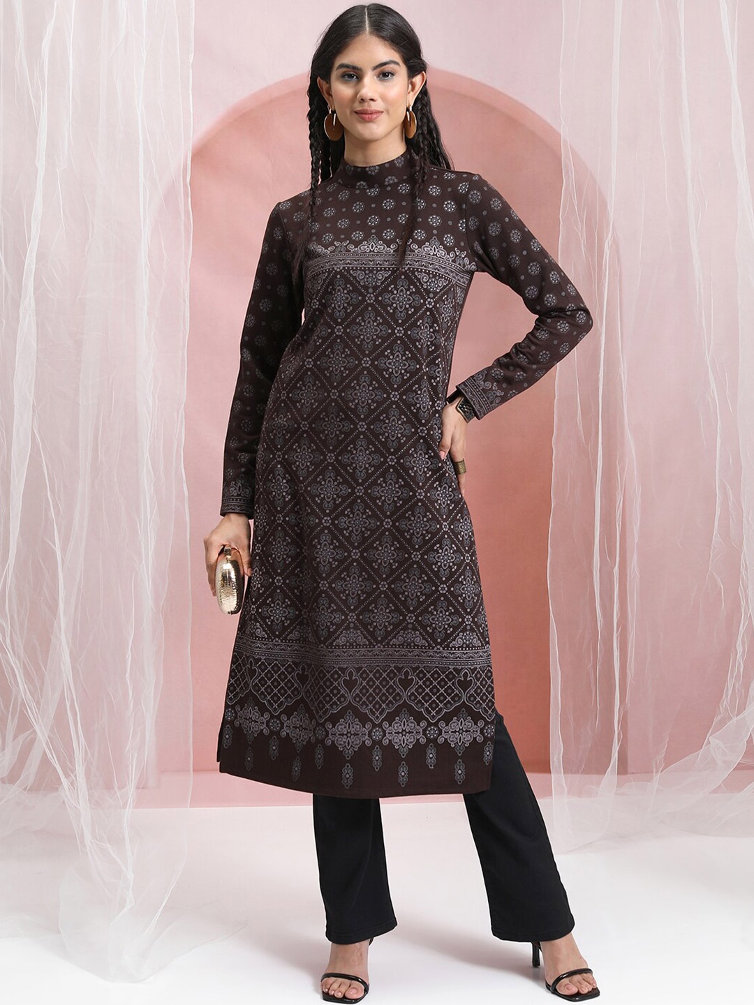 

Vishudh Ethnic Motifs Printed Kurta, Brown