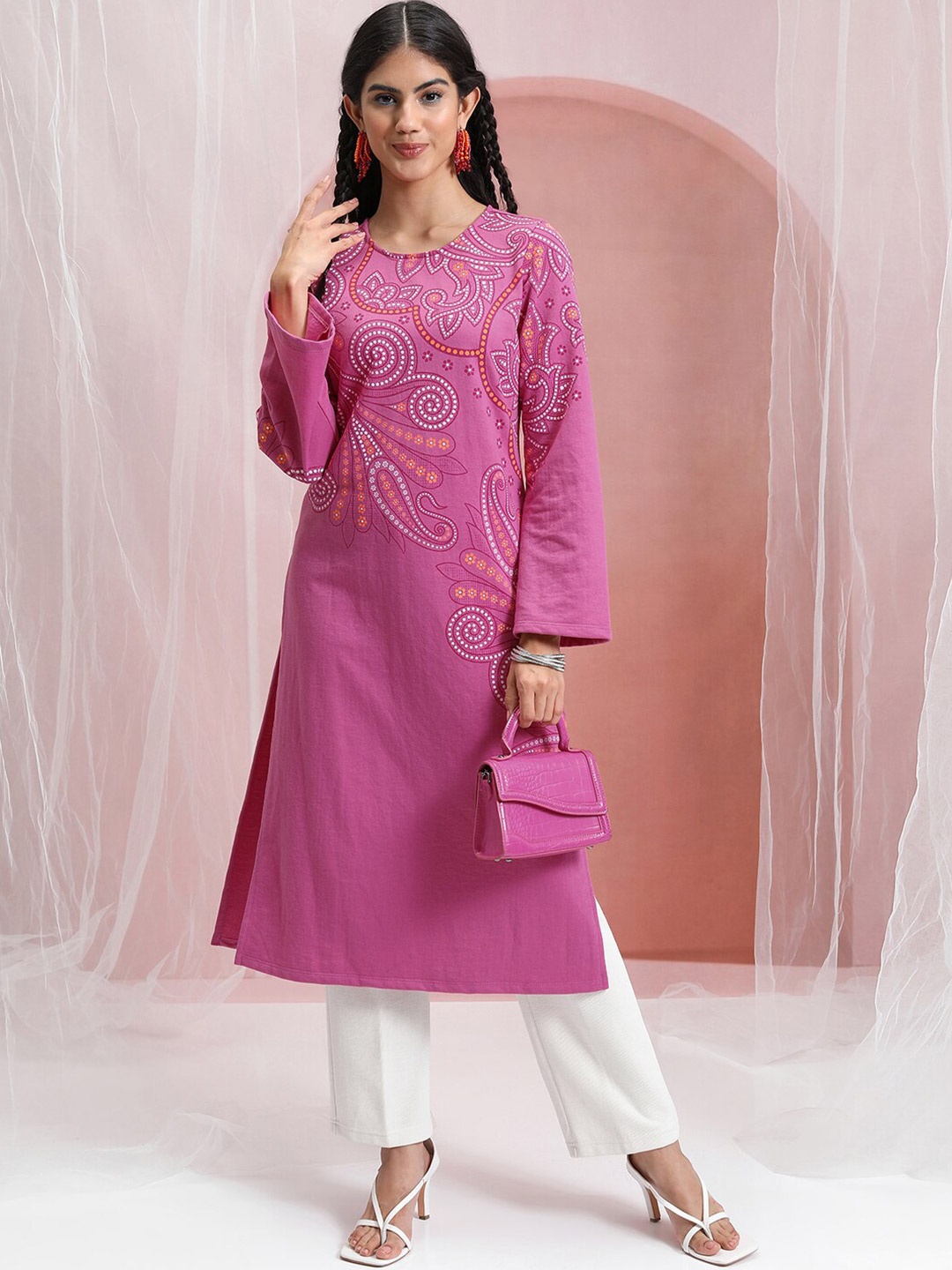 

Vishudh Ethnic Motifs Printed Kurta, Pink