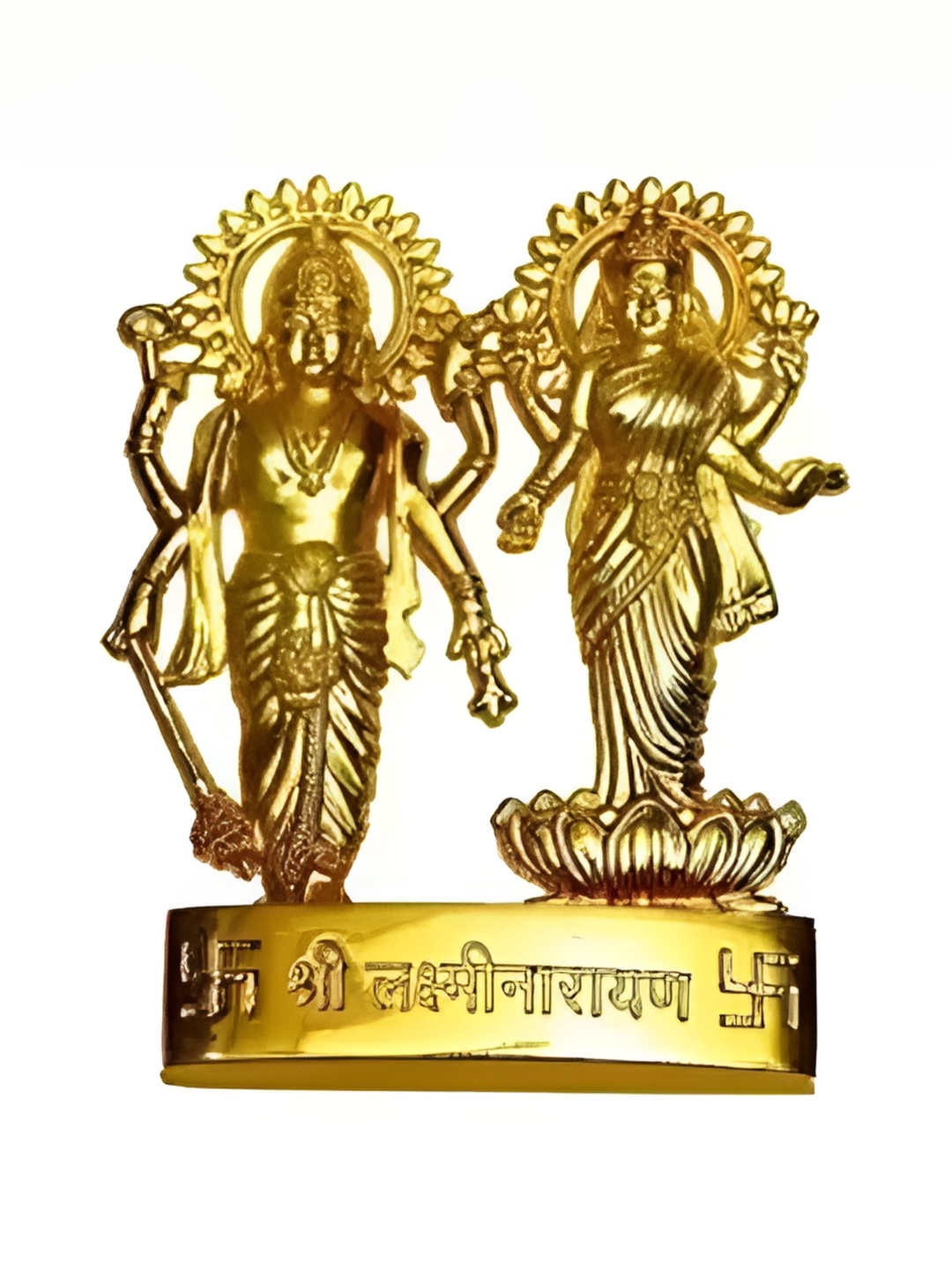 

Navyaksh Gold Toned Lord Laxmi And Vishnu Ji Brass Idol Showpiece