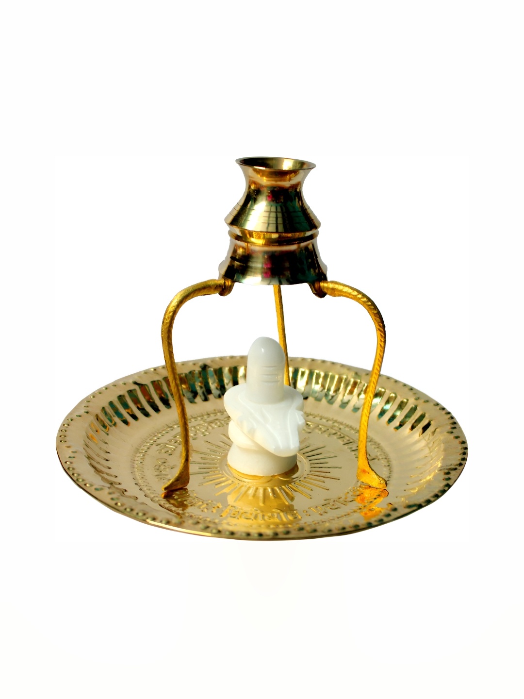 

Navyaksh White Shivling Shiva Ling with Kalash Stand Showpiece