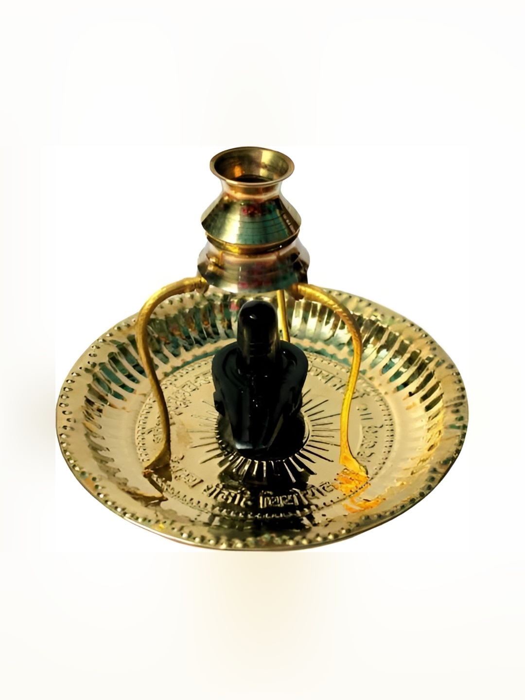 

Navyaksh Gold Toned Pooja Plate Thali with Shivling Stand & Abhishek Lota Kalash Showpiece