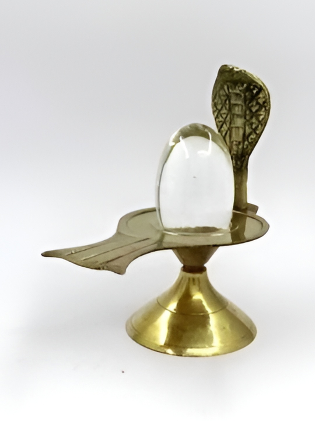 

Navyaksh Gold Toned Shivling with Crystal Sphatik Lingam Idol Showpiece