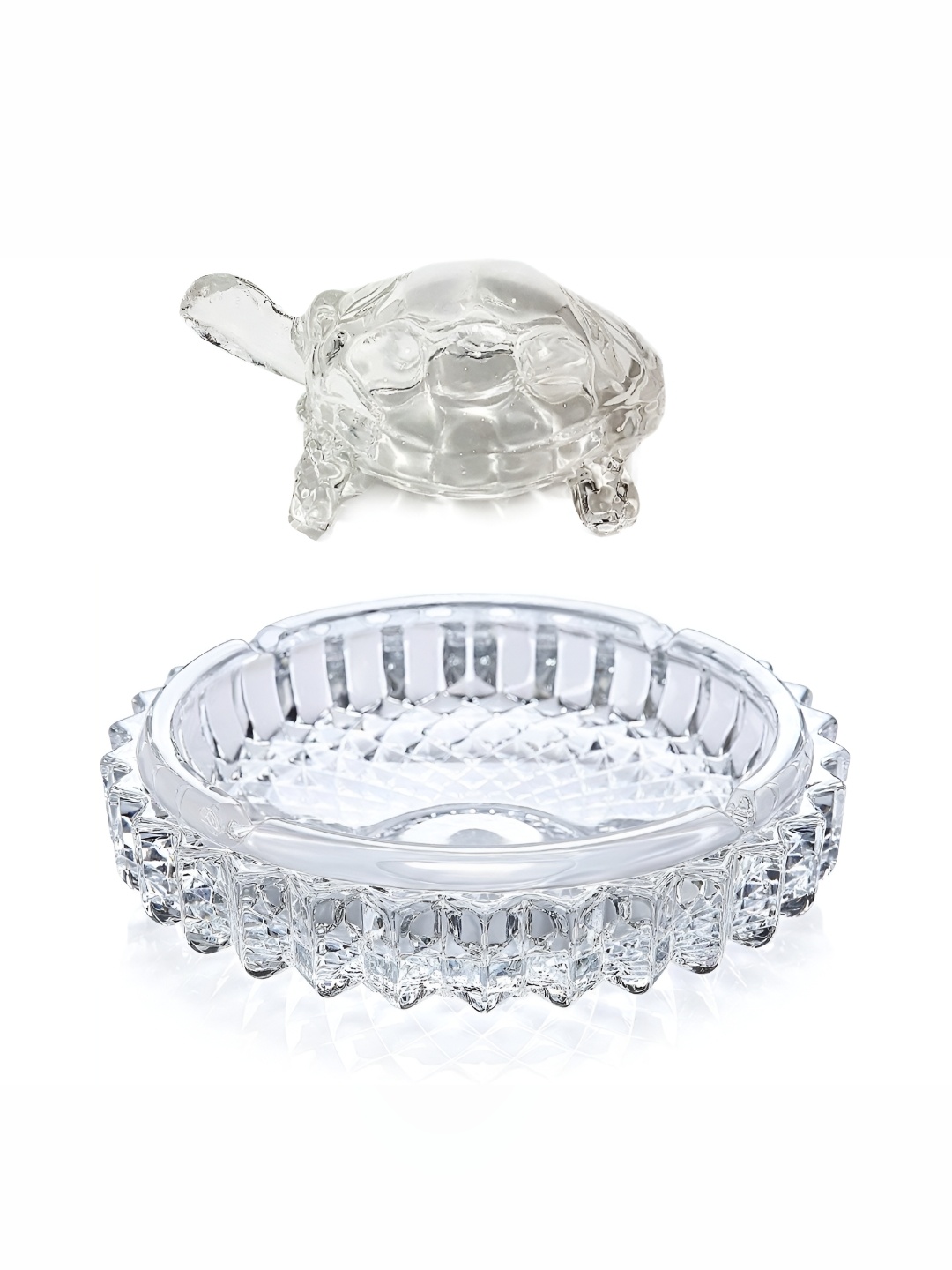 

Navyaksh Transparent Glass Turtle Decorative Showpiece