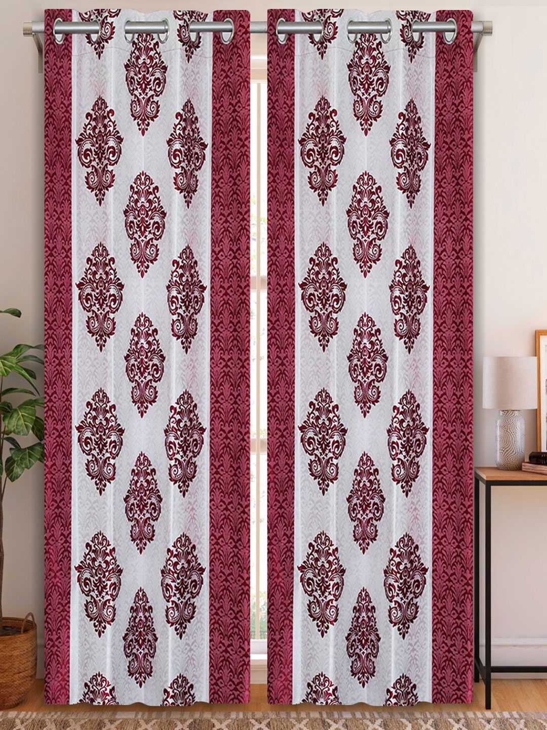 

Aura Maroon & White 2 Pieces Ethnic Motifs Door Curtain