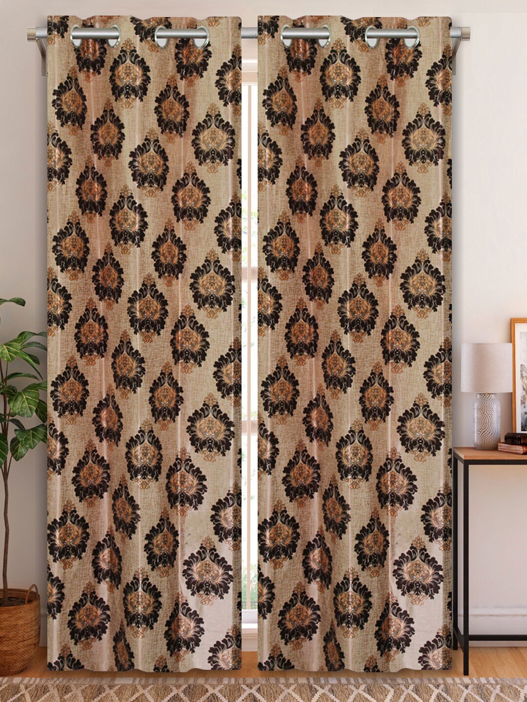 

Aura Brown & Black 2 Pieces Ethnic Motifs Door Curtain