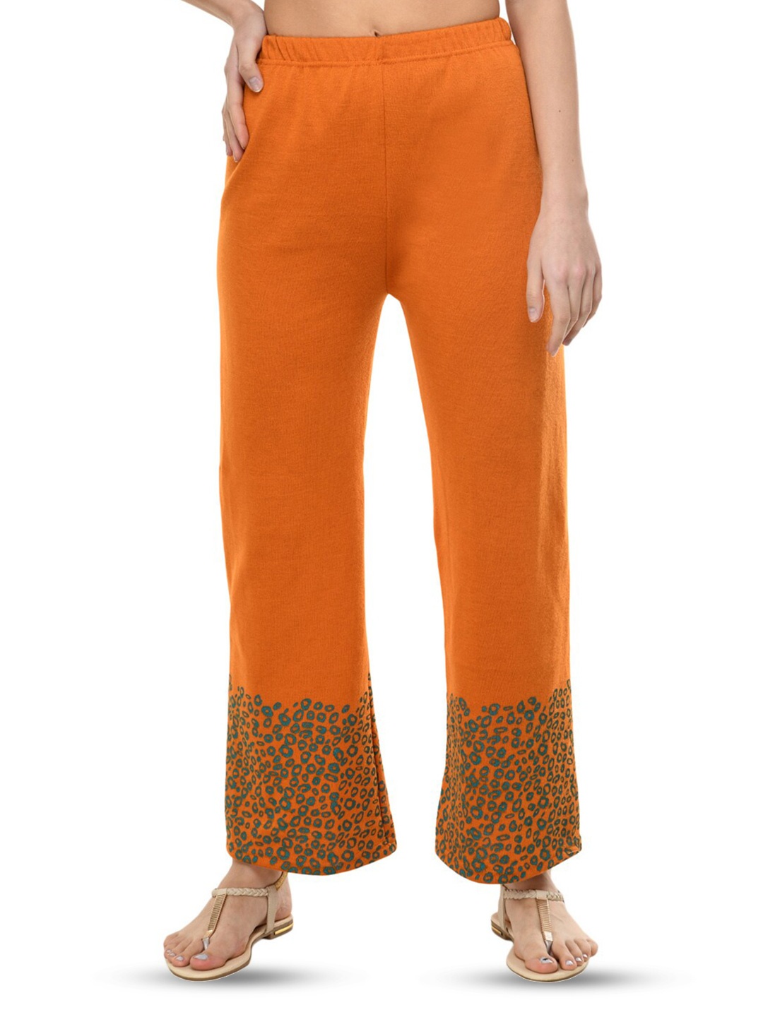 

BAESD Abstract Printed Flared Knitted Wool Palazzos, Mustard
