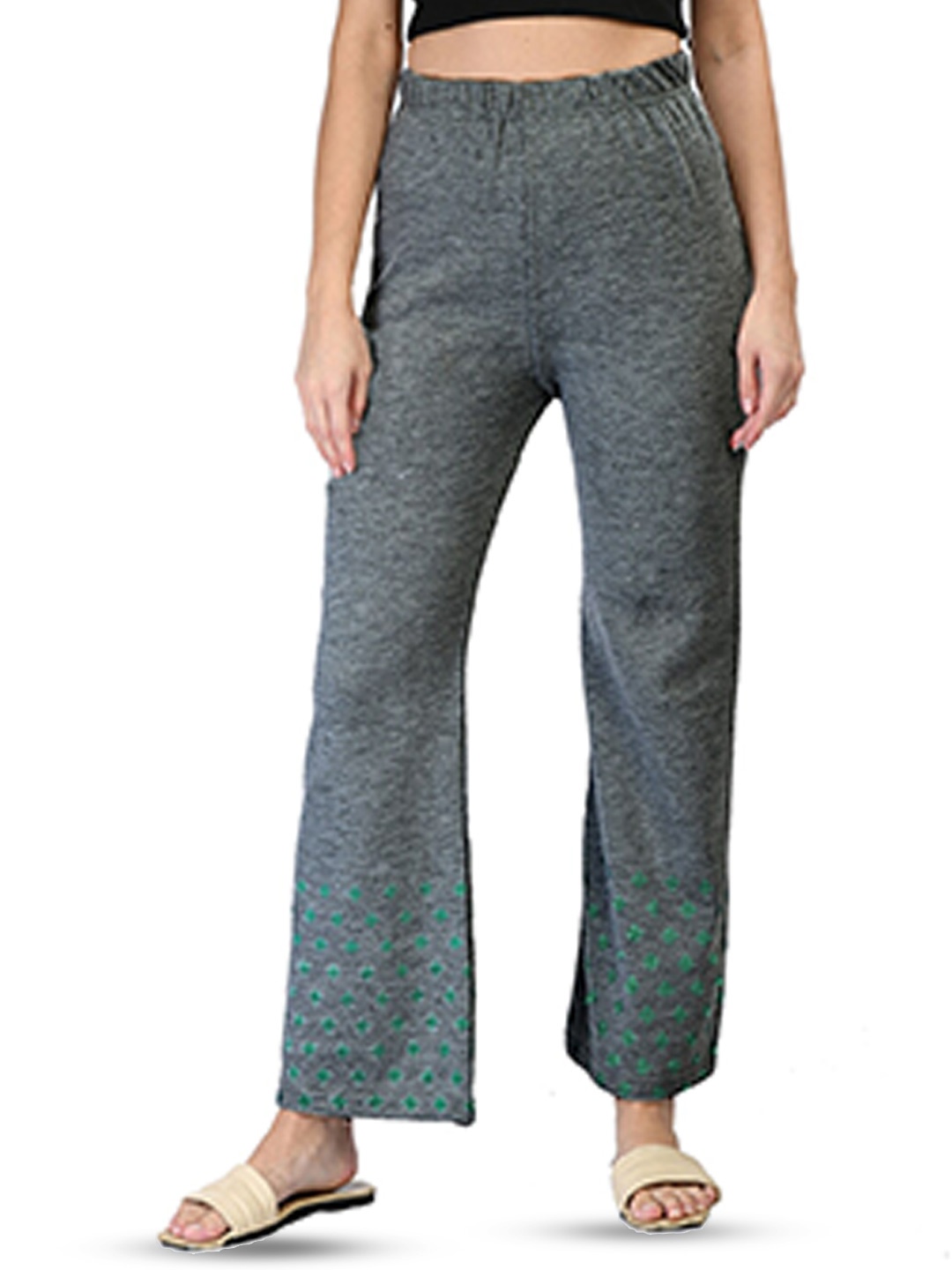 

BAESD Women High Rise Woolen Trousers, Grey