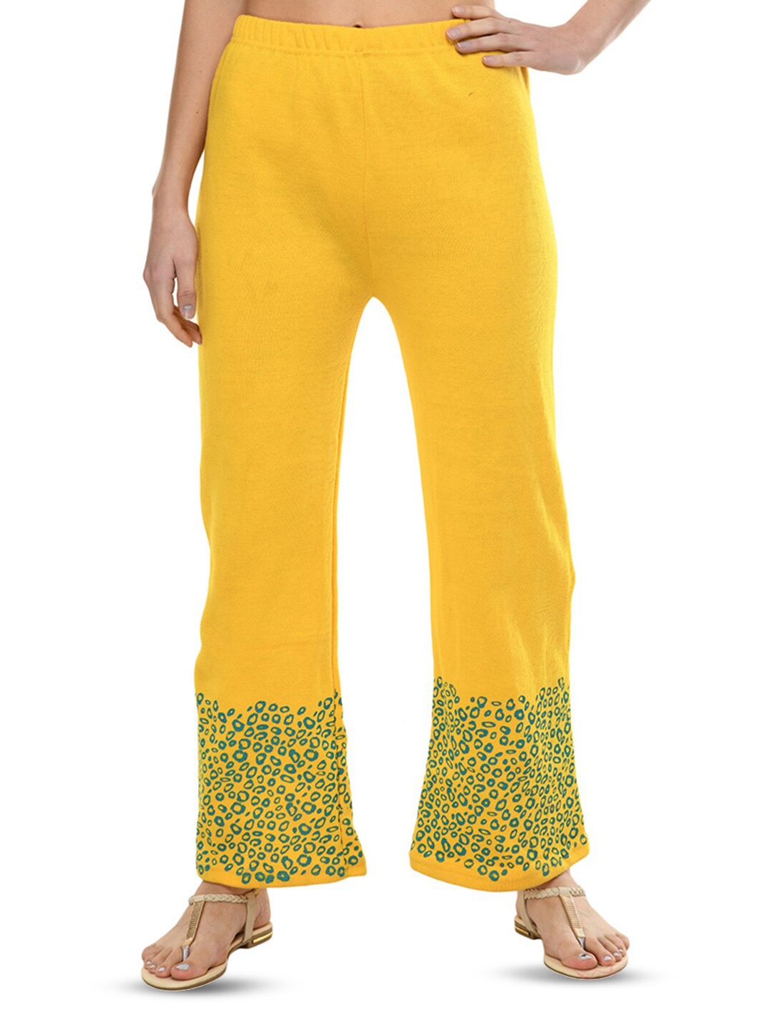 

BAESD Abstract Printed Knitted Wool Acrylic Palazzos, Yellow