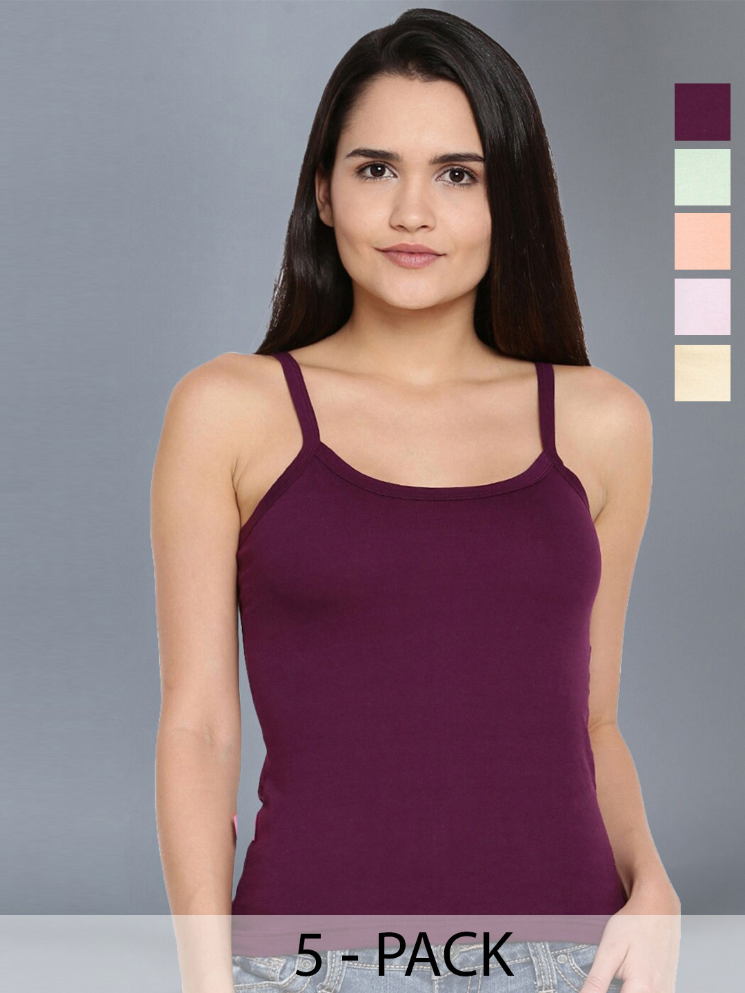 

Dollar Missy Pack of 5 Combed Cotton Camisole, Maroon
