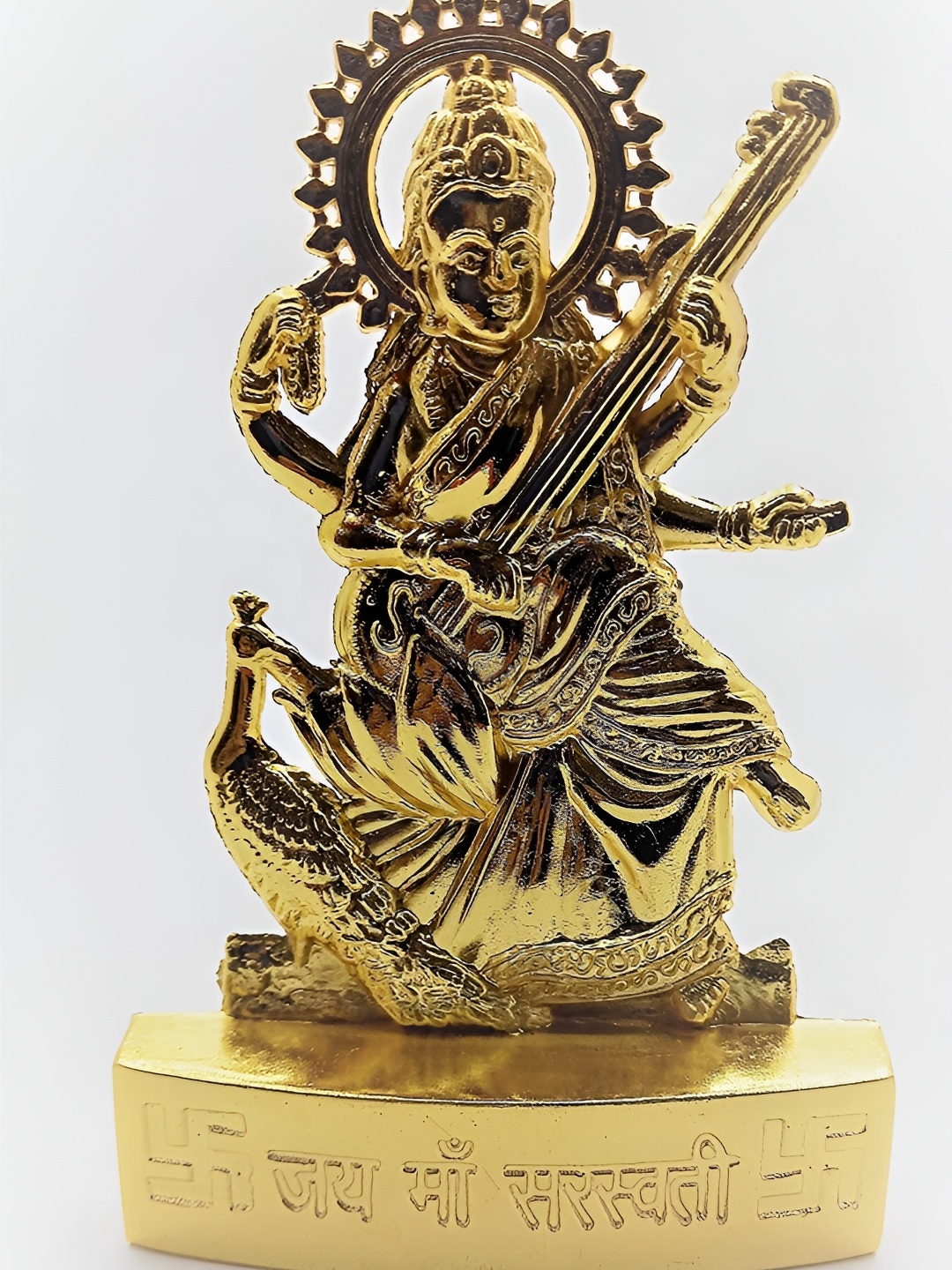 

Navyaksh Black & Gold Toned Metal Religious Saraswati Showpiece