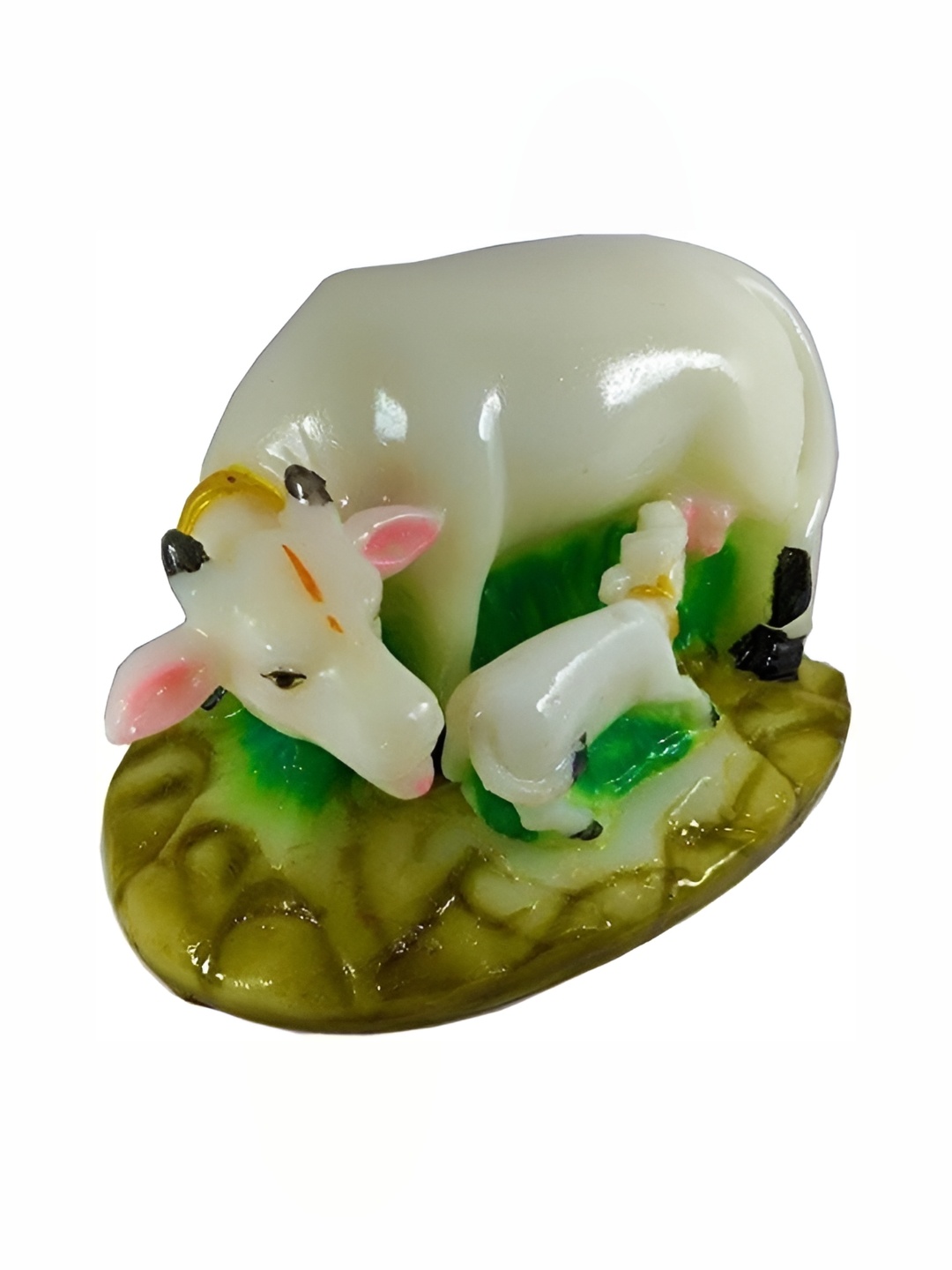 

Navyaksh Cream & Green kamdhenu Cow and Calf Decorative Showpiece