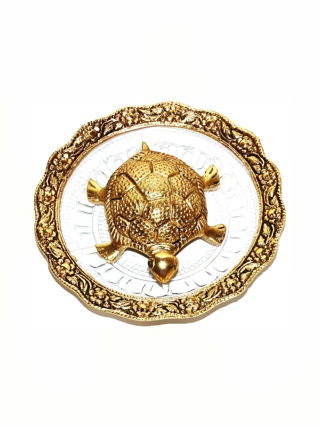 

Navyaksh Gold Toned & White Feng Shui Tortoise With Plate Showpiece