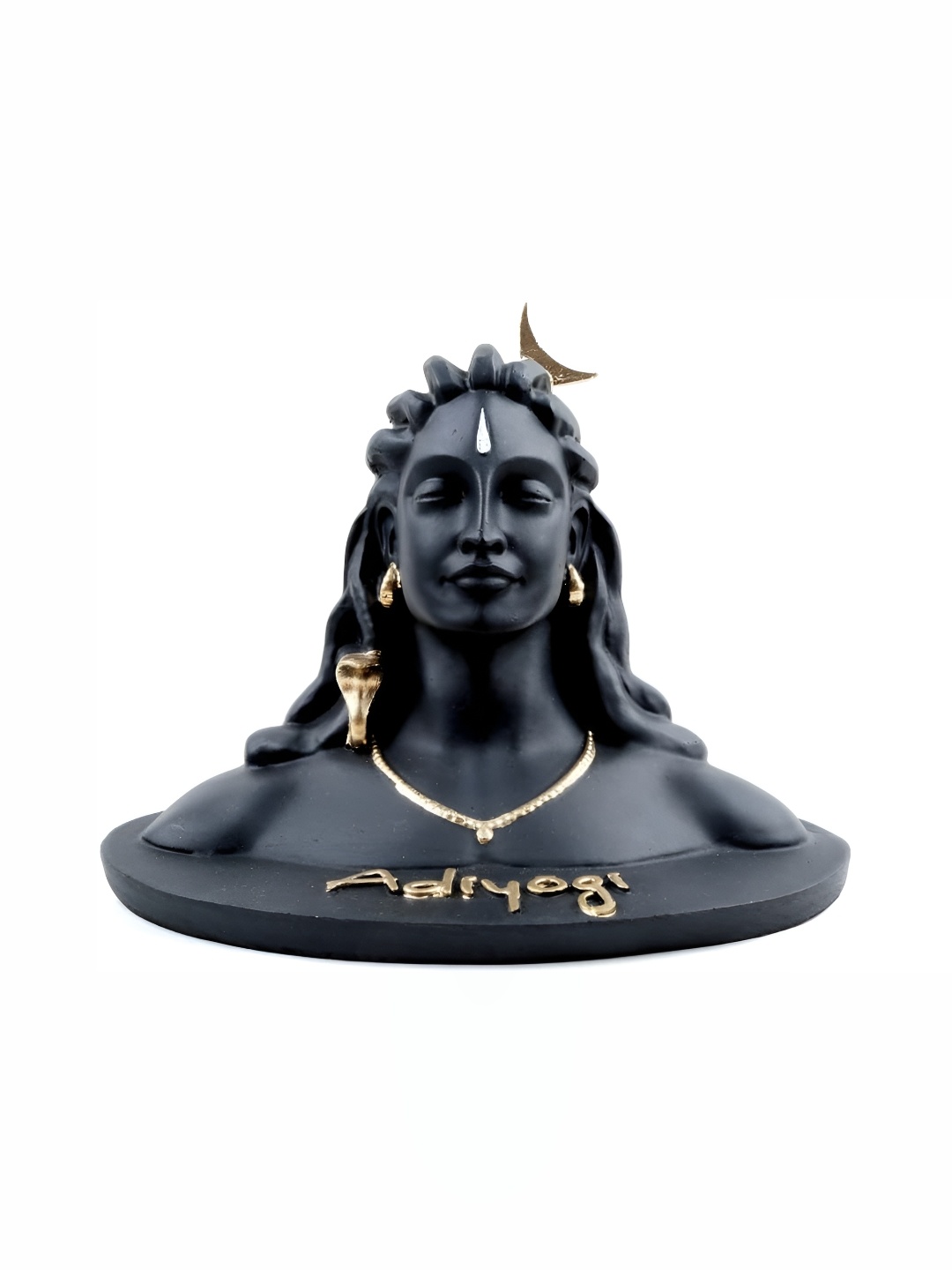 

Navyaksh Black & Gold Toned Adiyogi Marble Showpiece