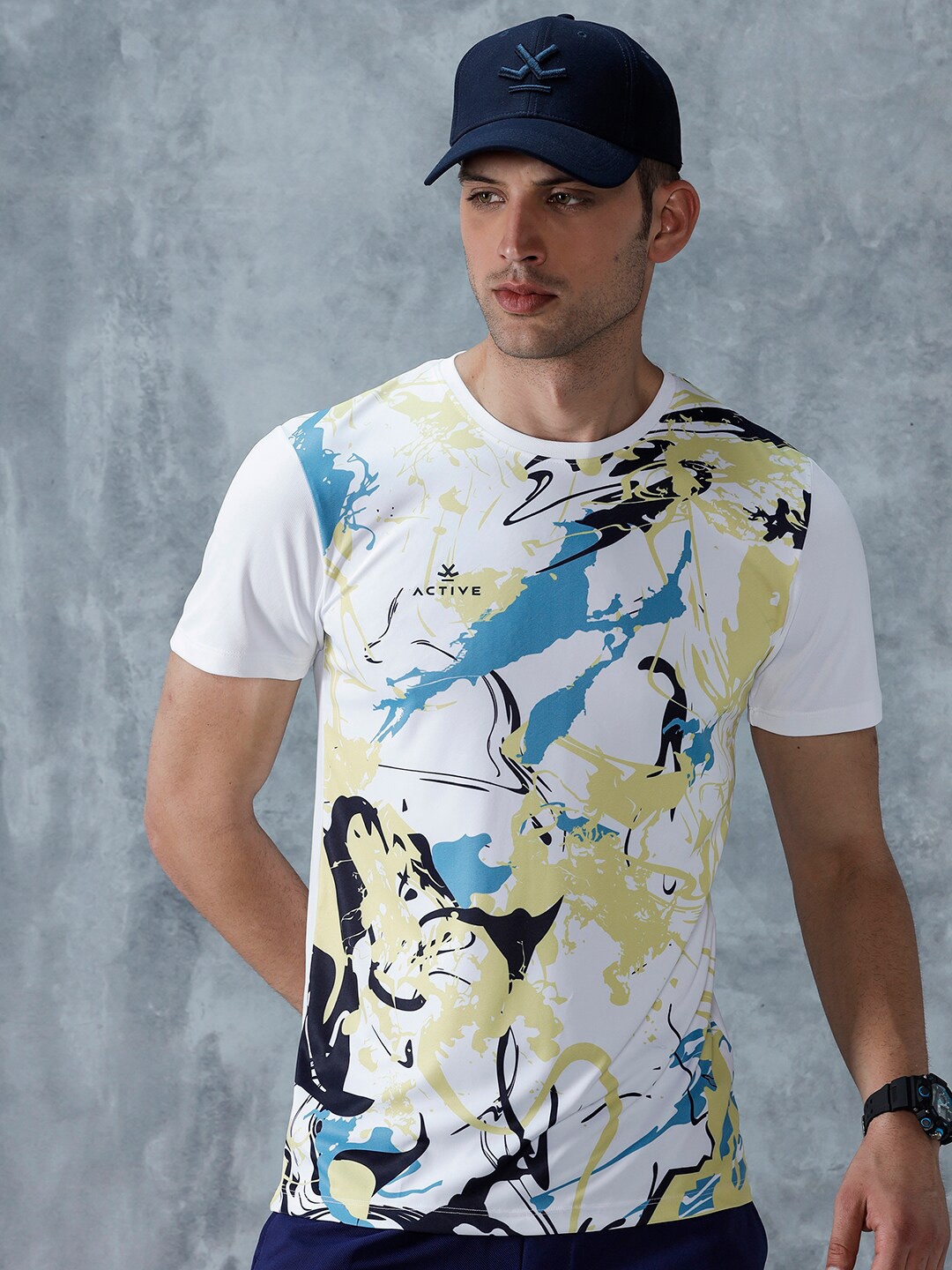 

WROGN Abstract Printed Slim Fit T-shirt, White
