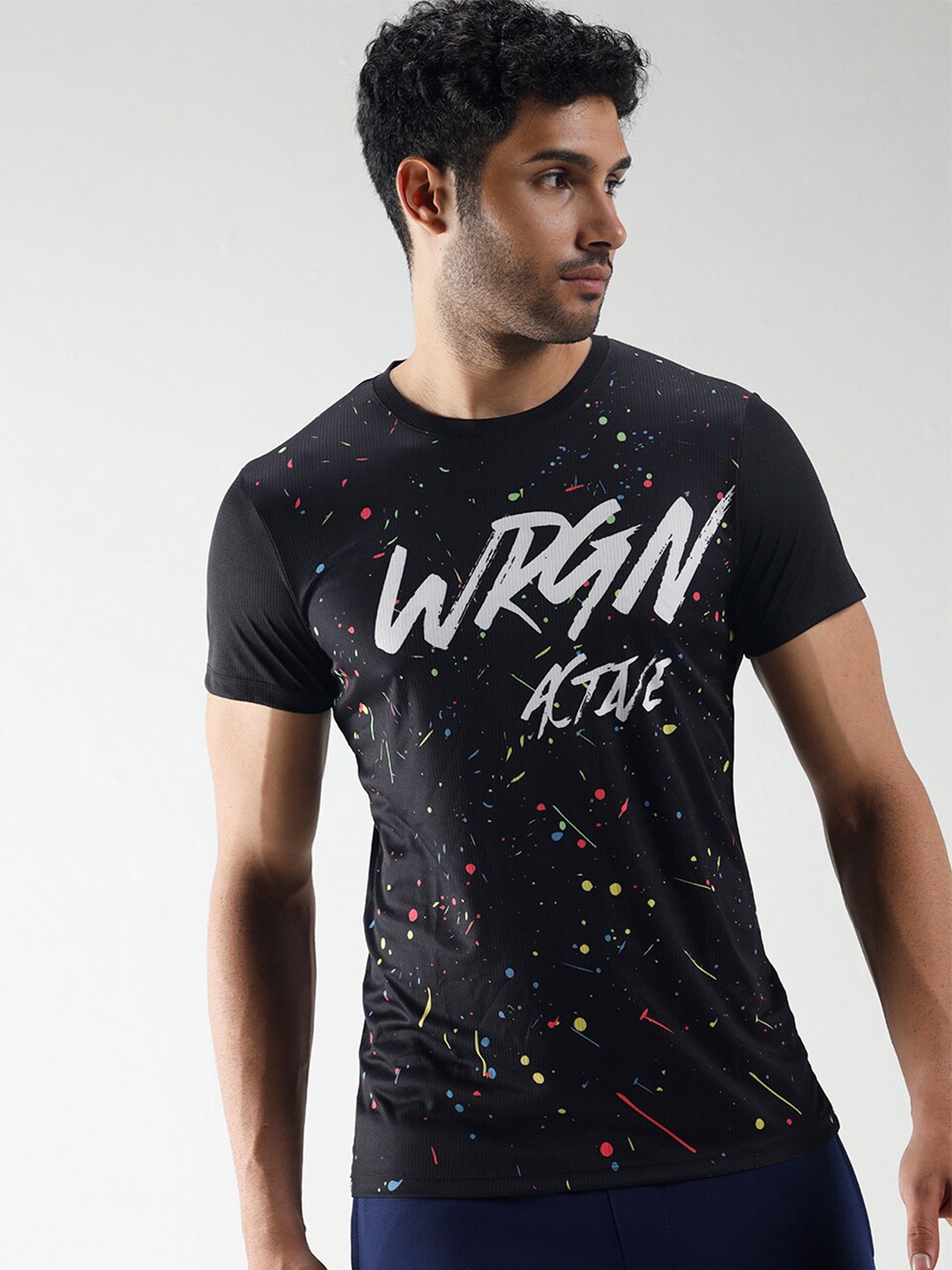 WROGN Typography Printed Slim Fit T-shirt, Black