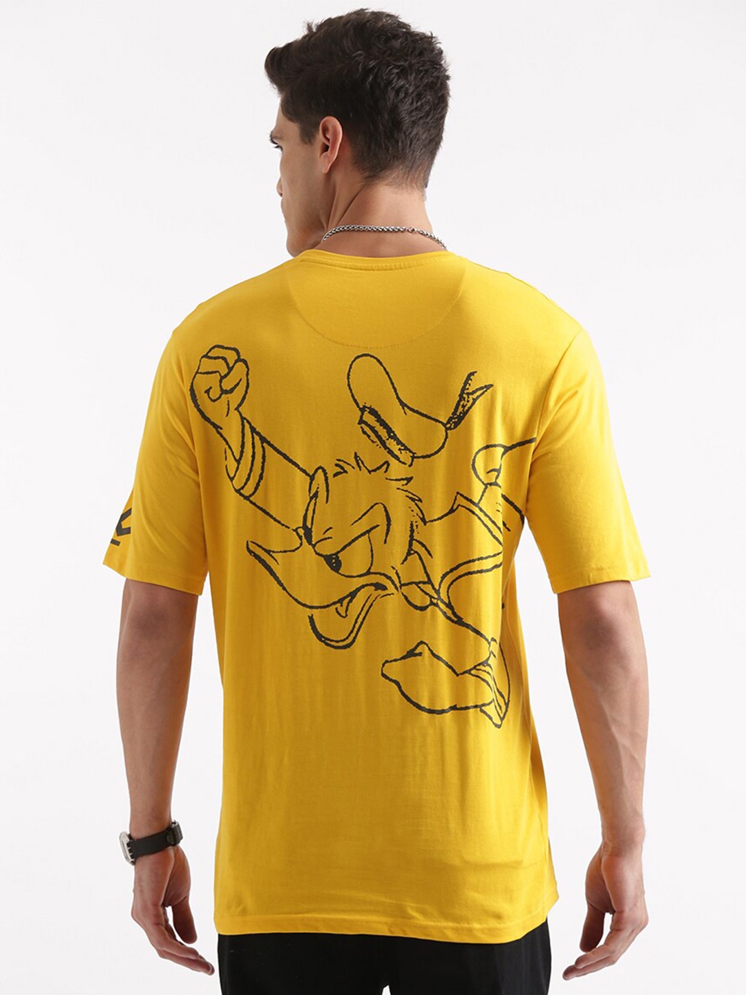 

WROGN Donald Duck Graphic Printed Relaxed Fit Cotton T-shirt, Mustard