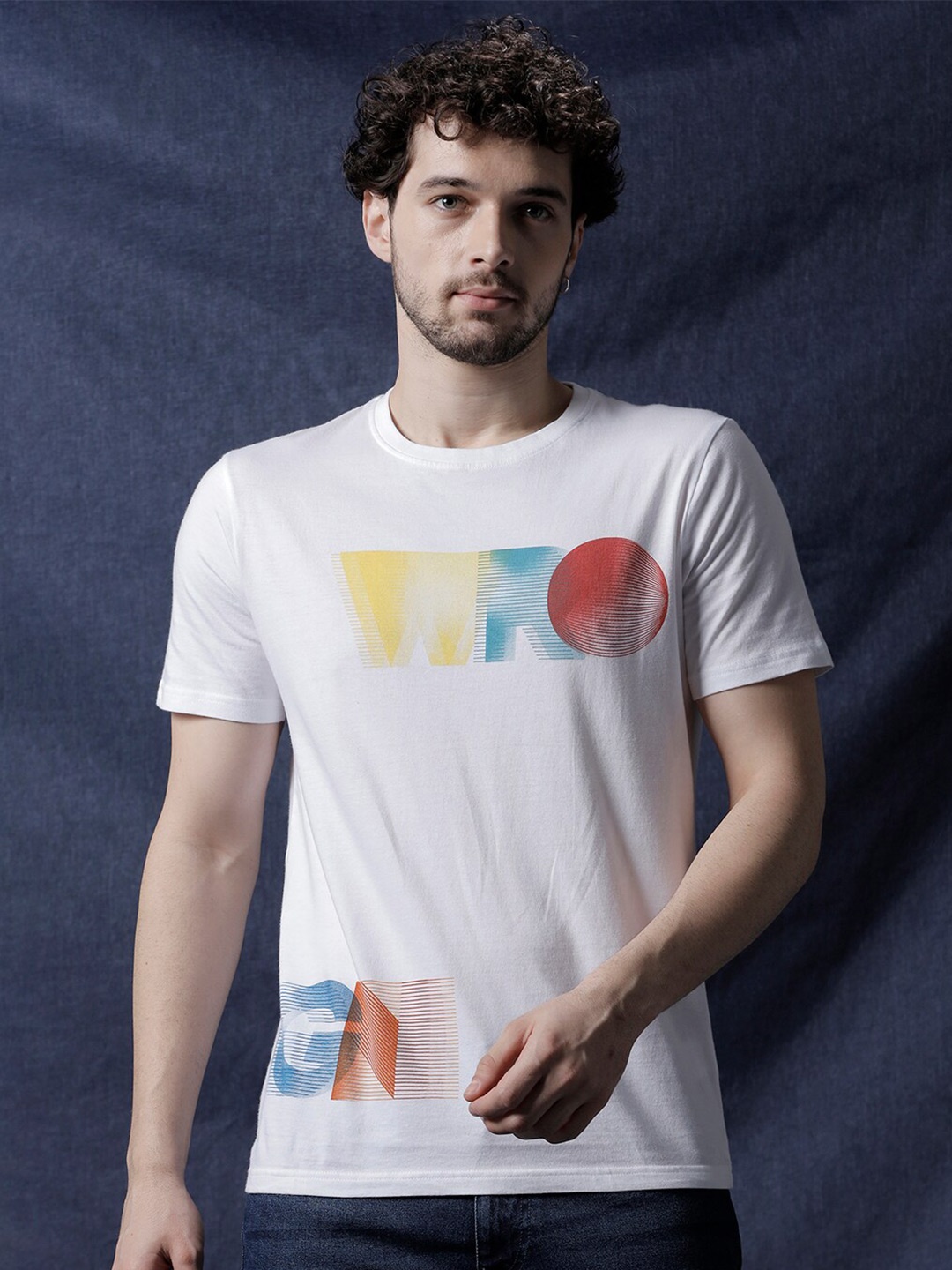 

WROGN Typography Printed Cotton Slim Fit T-shirt, White