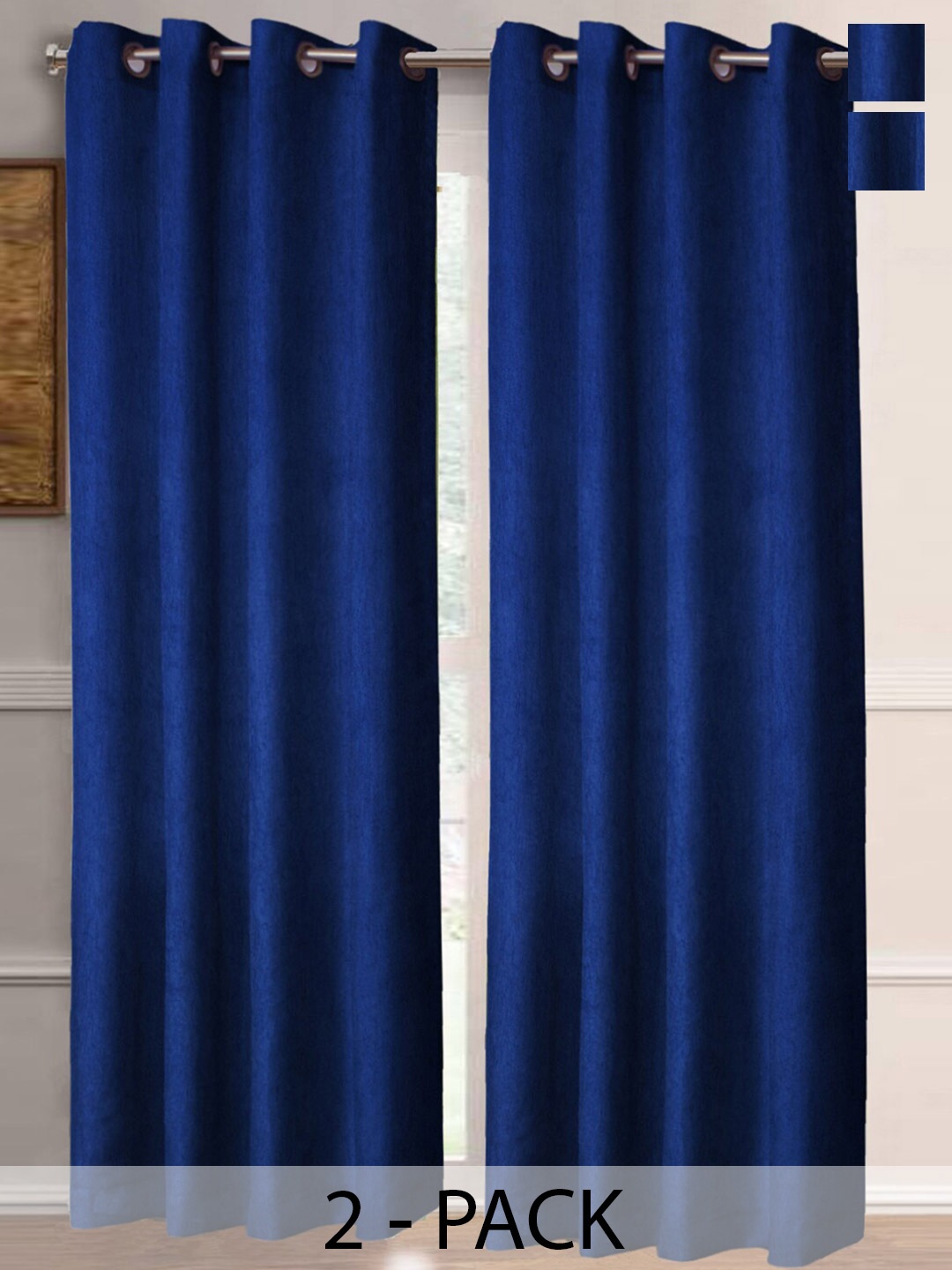 

Aura Navy Blue 2Pcs Long Door Curtain