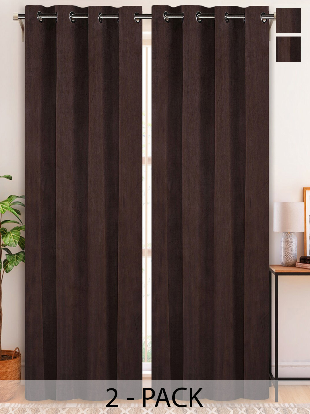 

Aura Brown 2 Pieces Room Darkening Long Door Curtains