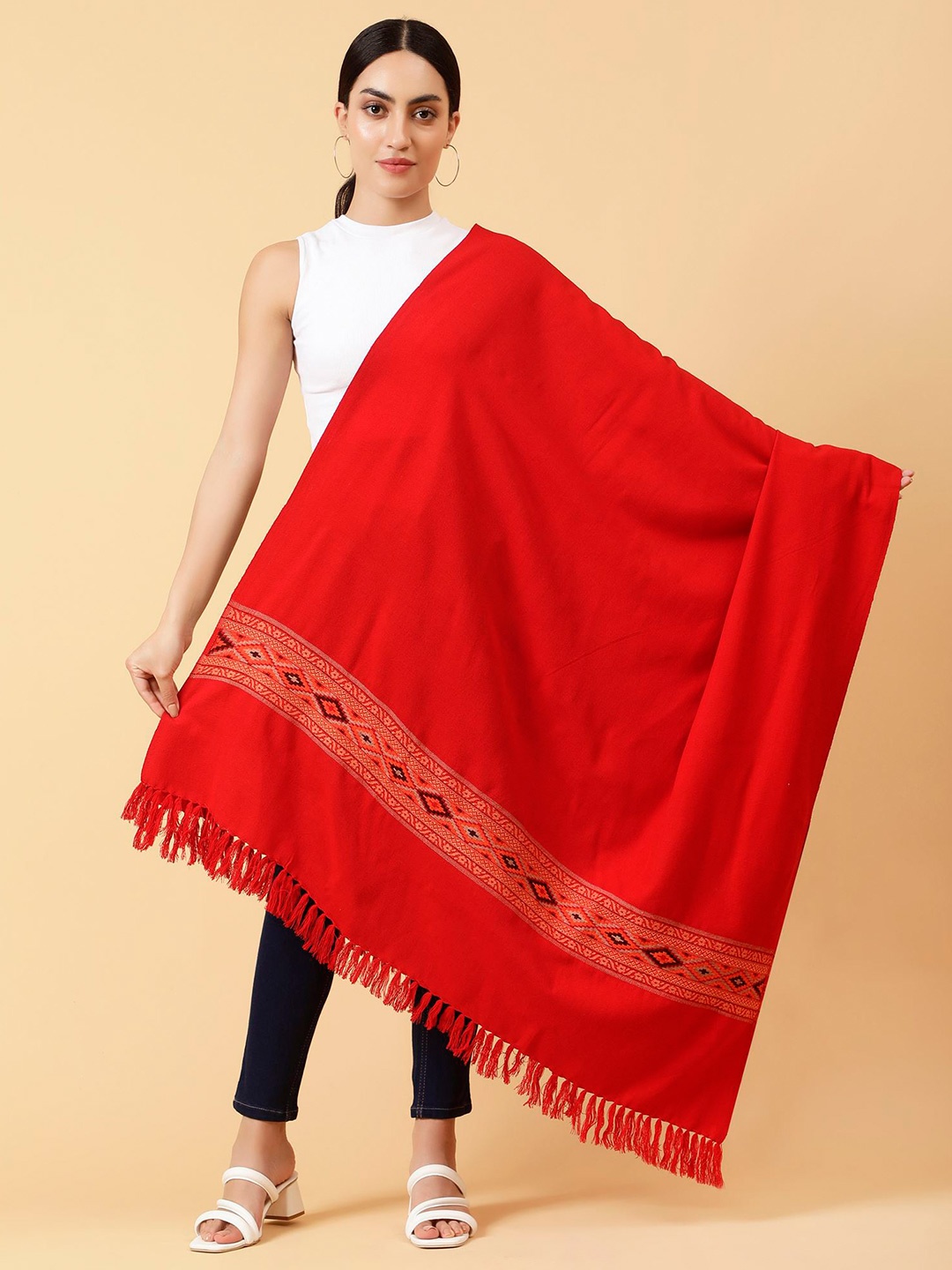 

Moda Chales Tribal Woven Design Shawl, Red