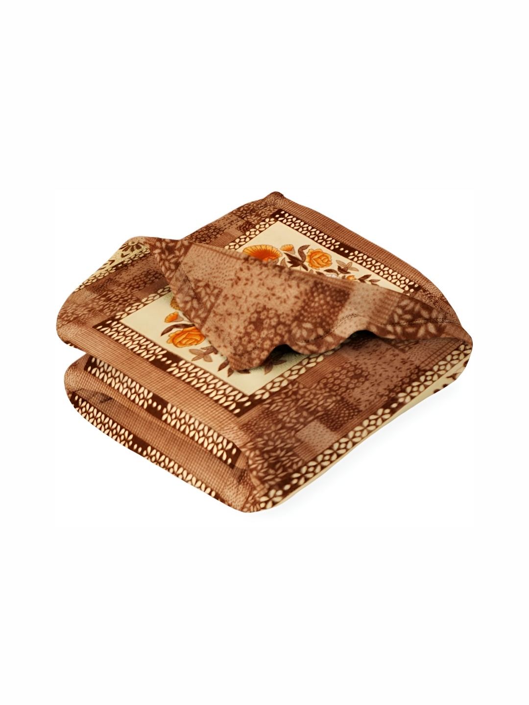 

bsb home Camel Brown & Beige Floral Printed AC Room 210 GSM Double Bed Blanket