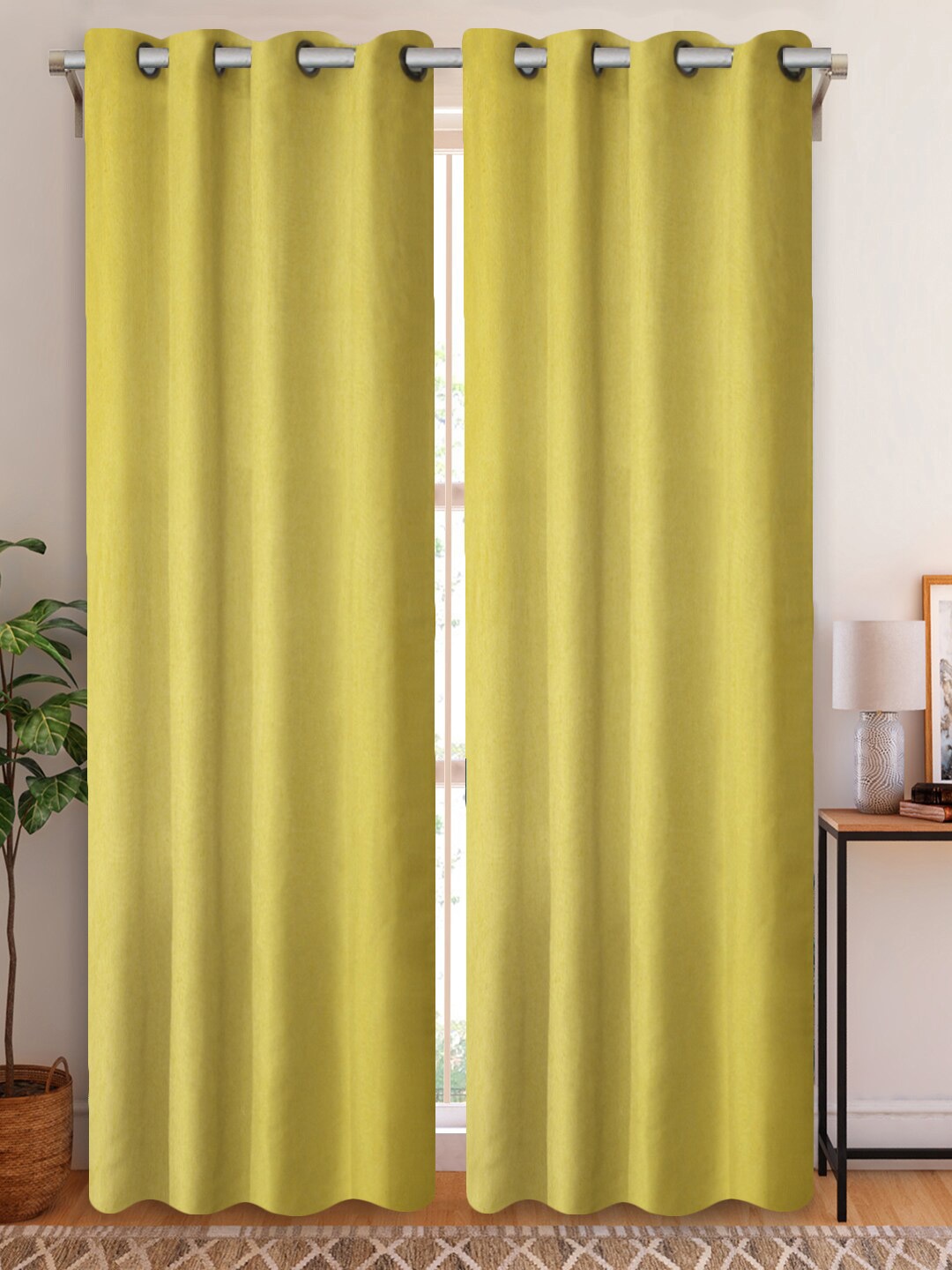 

Aura Yellow 2 Pieces Room Darkening Long Door Curtain