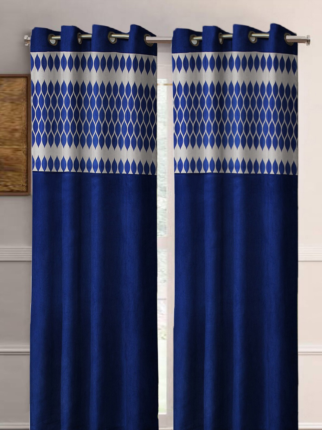 

Aura Blue White 2 Pieces Abstract Long Door Curtain