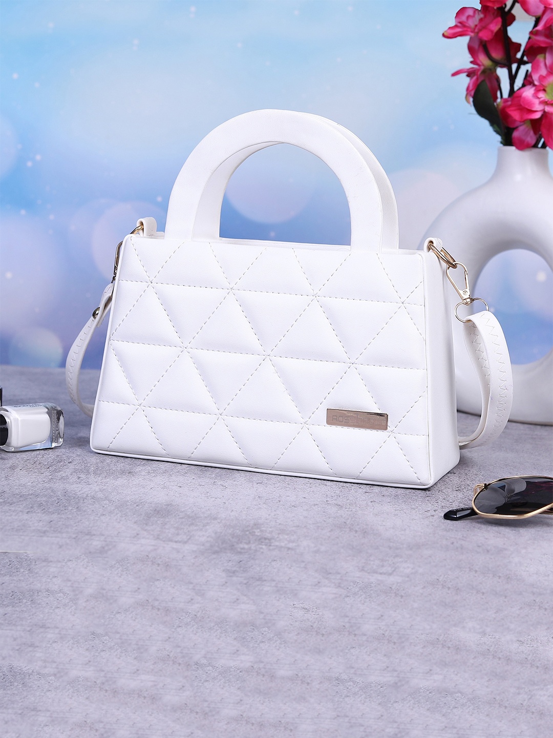 

ROSS BROWN Oversized Shopper Handheld Bag With Quilted, White